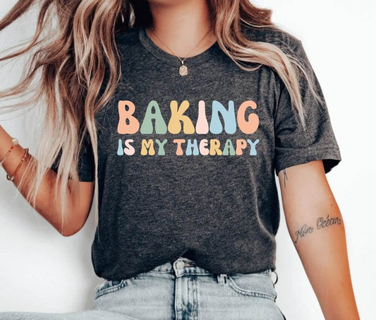 Baking Is My Therapy Unisex T-Shirt - Christmas Cake Baking Christmas Cookie Baking Cookier Bake Pastry Chef Cookie Baker Bakery Baking Queen Cookie Lady Cupcake Cookie Dealer Cooking Shirt